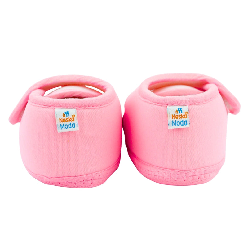 Baby Unisex Cotton Floral Pink Velcro Booties-BT5371