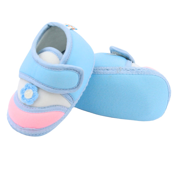 Baby Unisex Cotton Floral Blue,Pink Velcro Booties-BT5372