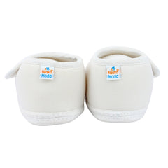 Baby Unisex Cotton Floral White,Brown Velcro Booties-BT5374