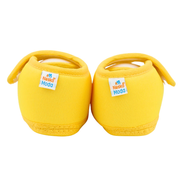 Baby Unisex Cotton Floral Yellow,Purple Velcro Booties-BT5375