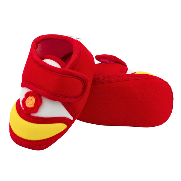 Baby Unisex Cotton Floral Red,Yellow Velcro Booties-BT5377