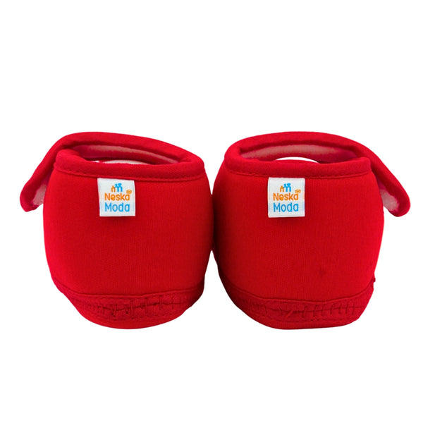 Baby Unisex Cotton Floral Red,Yellow Velcro Booties-BT5377