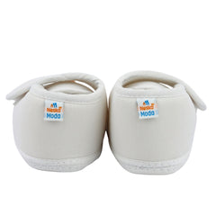 Baby Unisex Cotton Floral White Velcro Booties-BT5378