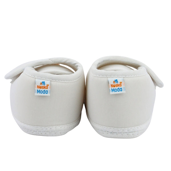 Baby Unisex Cotton Floral White Velcro Booties-BT5378