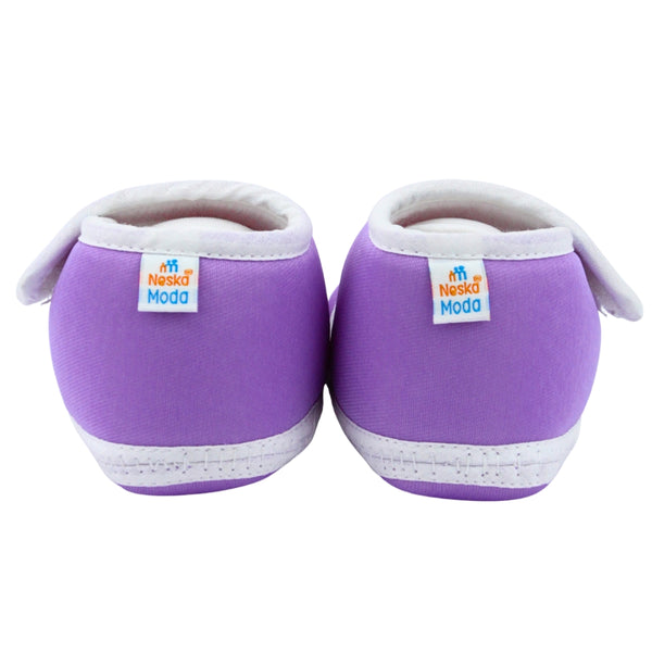 Baby Unisex Cotton Floral Purple Velcro Booties-BT5381
