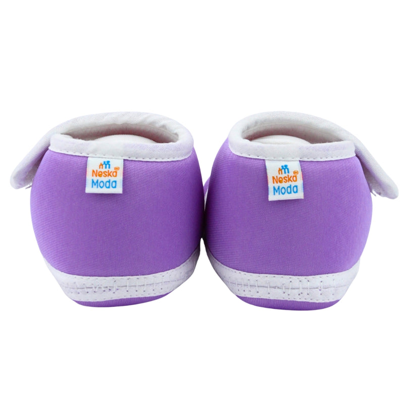 Baby Unisex Cotton Floral Purple Velcro Booties-BT5381