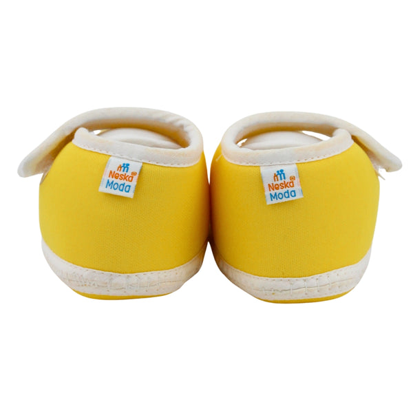 Baby Unisex Cotton Floral Yellow Velcro Booties-BT5382