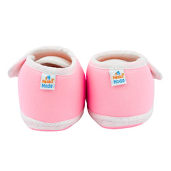 Baby Unisex Cotton Floral Pink Velcro Booties-BT5383