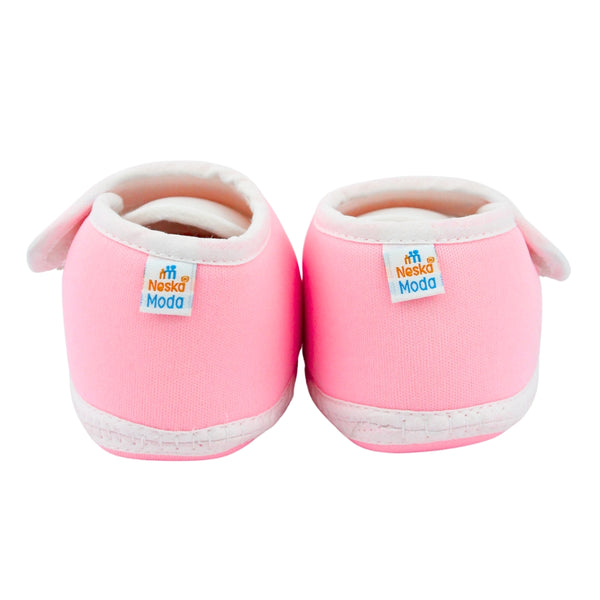 Baby Unisex Cotton Floral Pink Velcro Booties-BT5383