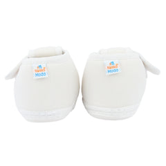 Baby Unisex Cotton Floral White Velcro Booties-BT5385