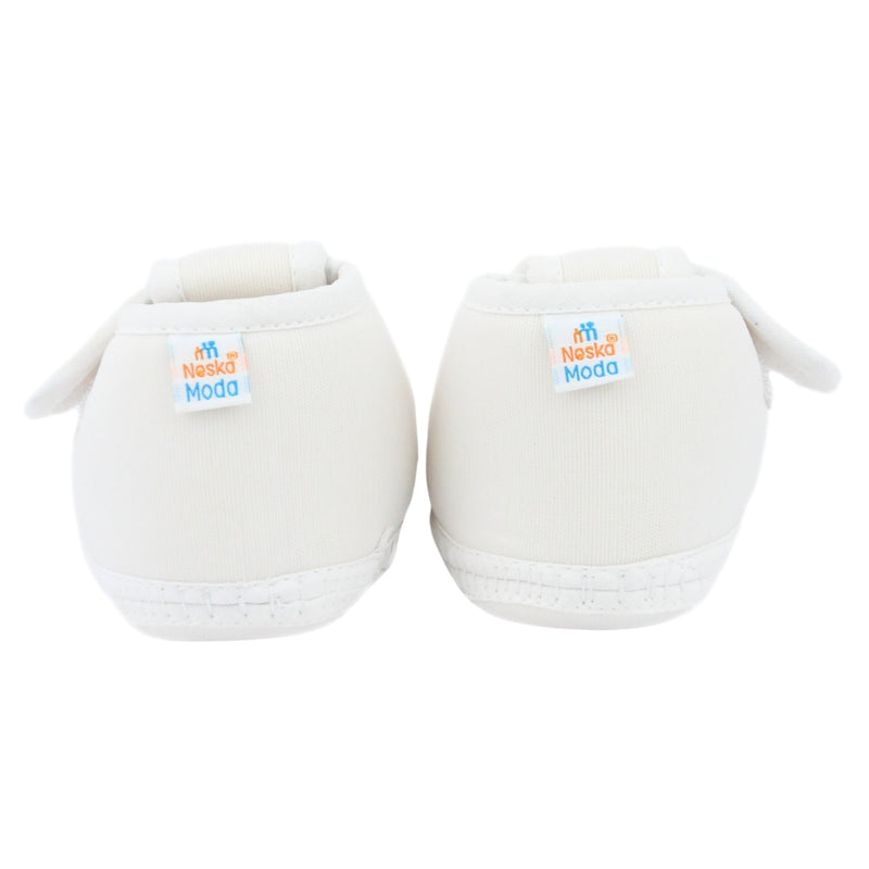 Baby Unisex Cotton Floral White Velcro Booties-BT5385