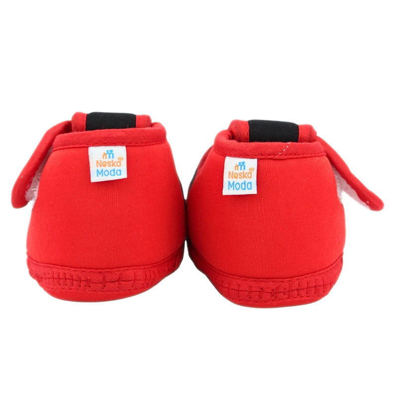 Baby Unisex Cotton Floral Black,Red Velcro Booties-BT5386