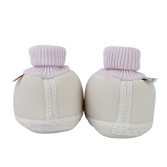 Baby Unisex Cotton Floral White,Brown Slip-on Booties-BT5389