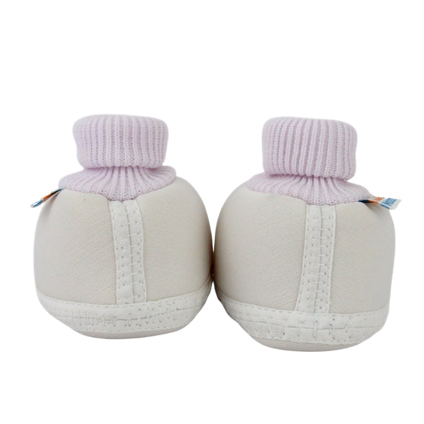 Baby Unisex Cotton Floral White,Brown Slip-on Booties-BT5389