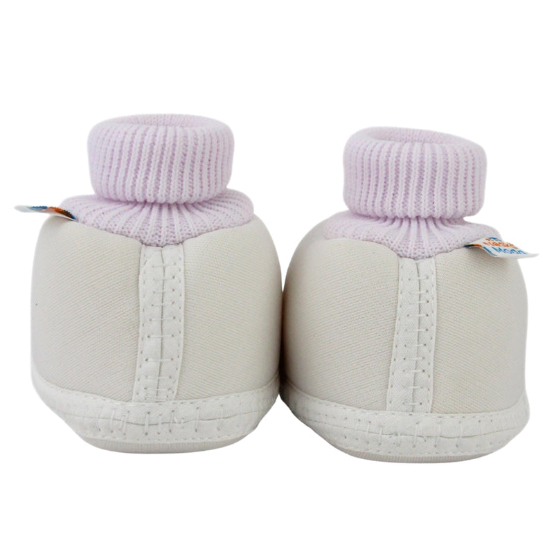 Baby Unisex Cotton Floral White,Black Slip-on Booties-BT5391