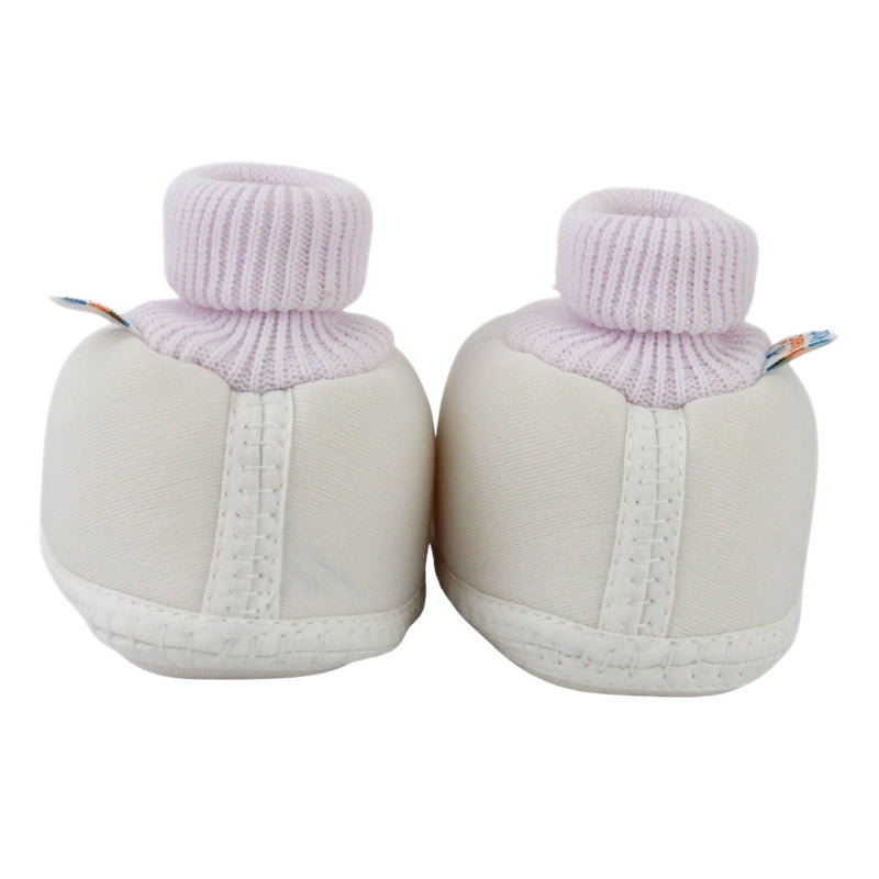Baby Unisex Cotton Floral White Slip-on Booties-BT5392