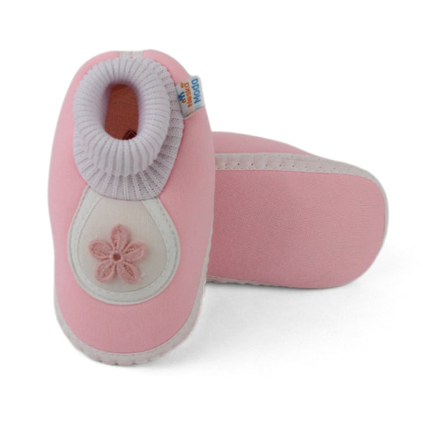 Baby Unisex Cotton Floral Pink Slip-on Booties-BT5393