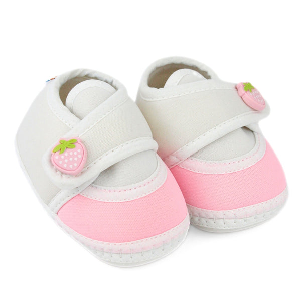Baby Unisex Cotton Strawberry White,Pink Velcro Booties-BT5394