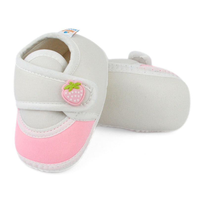 Baby Unisex Cotton Strawberry White,Pink Velcro Booties-BT5394