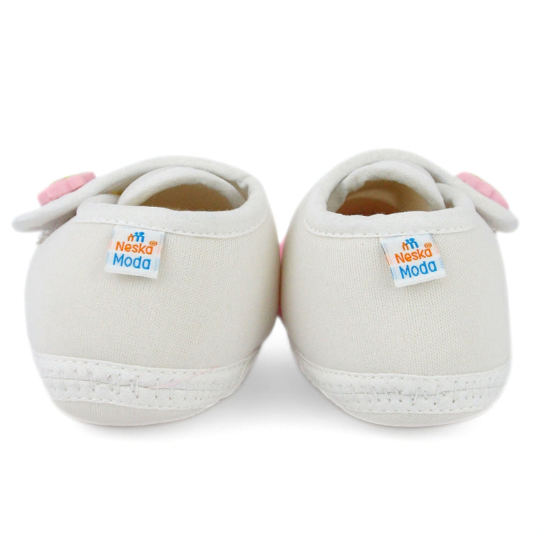 Baby Unisex Cotton Strawberry White,Pink Velcro Booties-BT5394