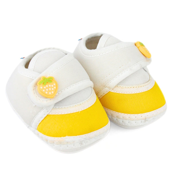 Baby Unisex Cotton Strawberry White,Yellow Velcro Booties-BT5395