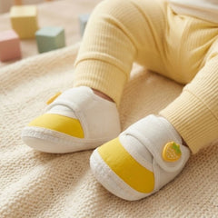 Baby Unisex Cotton Strawberry White,Yellow Velcro Booties-BT5395
