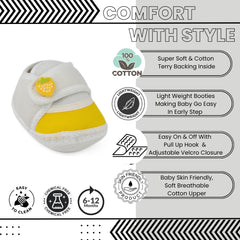 Baby Unisex Cotton Strawberry White,Yellow Velcro Booties-BT5395