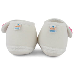 Baby Unisex Cotton Floral White,Pink Velcro Booties-BT5396