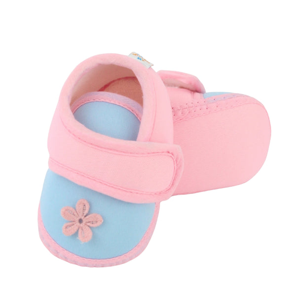 Baby Unisex Cotton Floral Blue,Pink Velcro Booties-BT5397