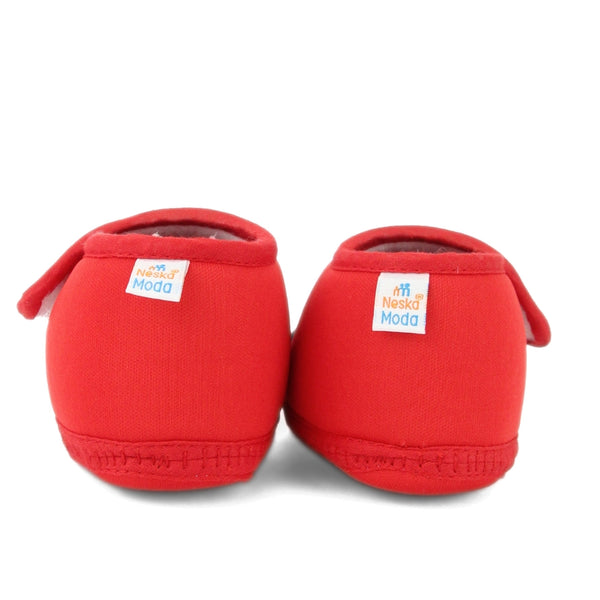 Baby Unisex Cotton Floral Red Velcro Booties-BT5399