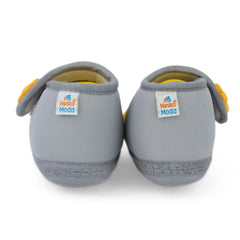 Baby Unisex Cotton Floral Grey Velcro Booties-BT5400