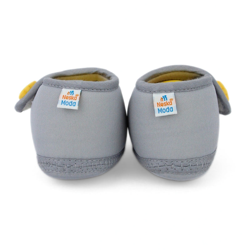 Baby Unisex Cotton Strawberry Yellow,Grey Velcro Booties-BT5403