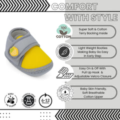 Baby Unisex Cotton Strawberry Yellow,Grey Velcro Booties-BT5403