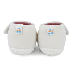 Baby Unisex Cotton Floral White Velcro Booties-BT5404