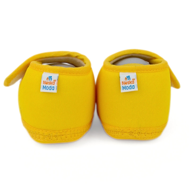 Baby Unisex Cotton Floral Grey,Yellow Velcro Booties-BT5405