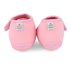 Baby Unisex Cotton Floral Pink Velcro Booties-BT5406