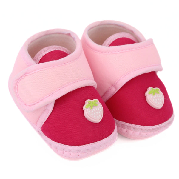 Baby Unisex Cotton Strawberry Pink Velcro Booties-BT5407