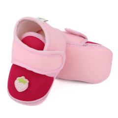 Baby Unisex Cotton Strawberry Pink Velcro Booties-BT5407