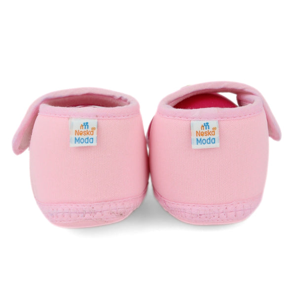 Baby Unisex Cotton Strawberry Pink Velcro Booties-BT5407