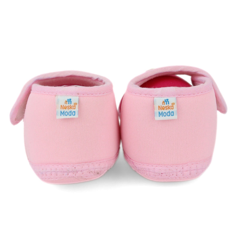 Baby Unisex Cotton Strawberry Pink Velcro Booties-BT5407