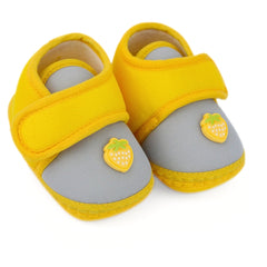 Baby Unisex Cotton Strawberry Yellow Velcro Booties-BT5408