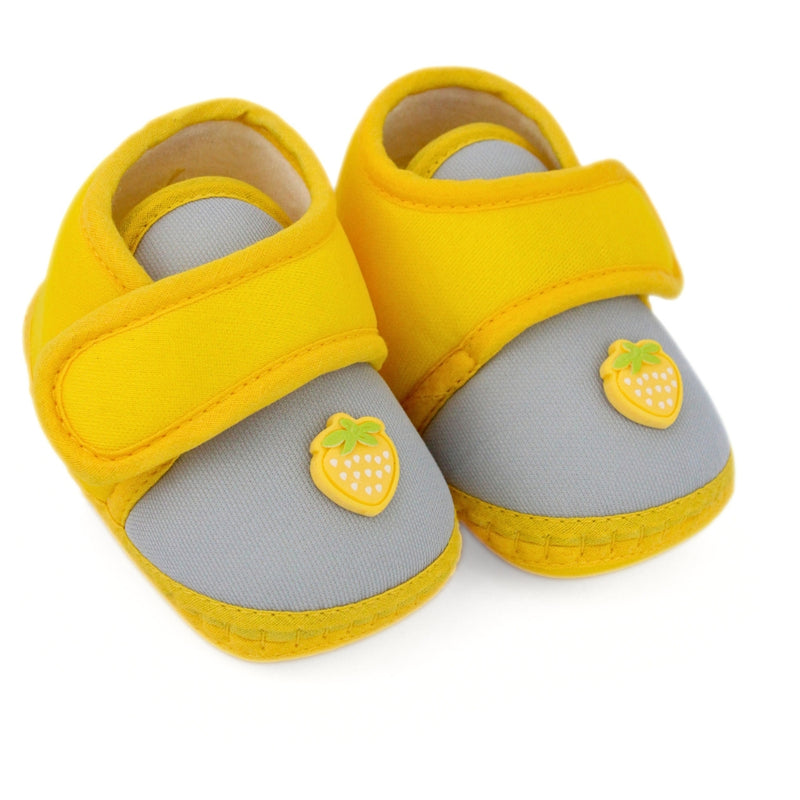 Baby Unisex Cotton Strawberry Yellow Velcro Booties-BT5408