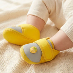 Baby Unisex Cotton Strawberry Yellow Velcro Booties-BT5408