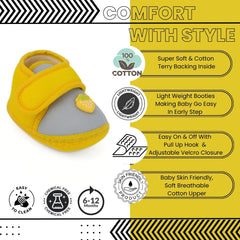 Baby Unisex Cotton Strawberry Yellow Velcro Booties-BT5408