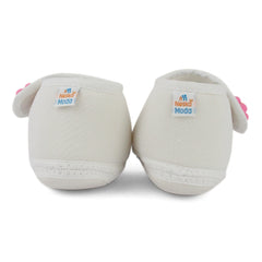 Baby Unisex Cotton Floral White Velcro Booties-BT5409