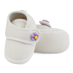 Baby Unisex Skin-friendly Cotton Floral White Velcro Shoe Booties-BT5410