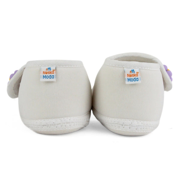 Baby Unisex Skin-friendly Cotton Floral White Velcro Shoe Booties-BT5410