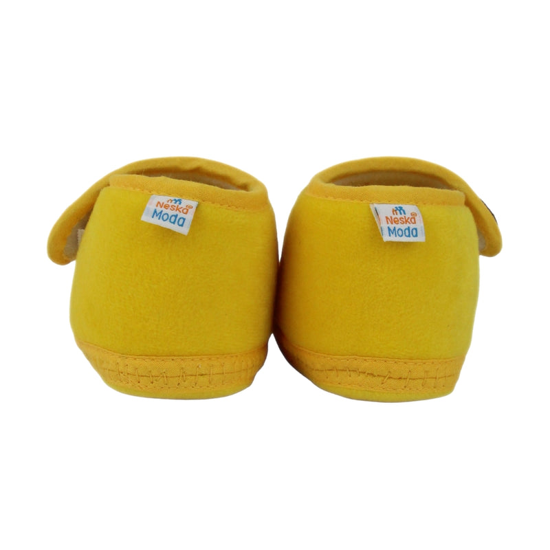 Baby Unisex Soft Velboa Yellow,White Velcro Booties-BT5415