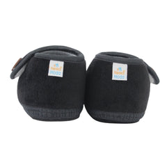 Baby Unisex Soft Velboa Black,White Velcro Booties-BT5416