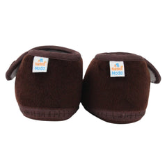 Baby Unisex Soft Velboa Brown Velcro Booties-BT5419
